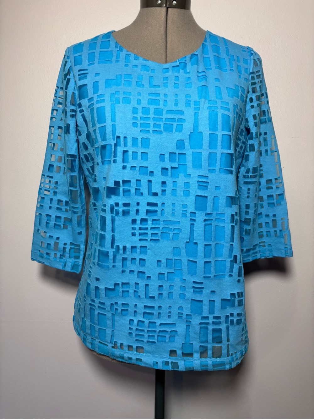Tribal Turquoise Blue Laser-Cut Tunic  - small